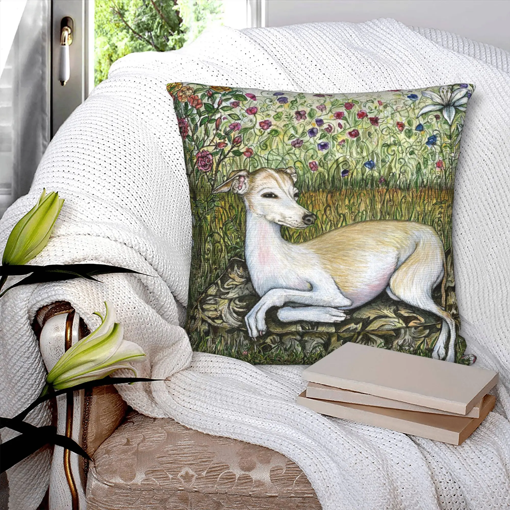 Greyhound Whippet Dog In Garden Modern Pillow Cover Decoracion Salon Case Sighthound Cushion