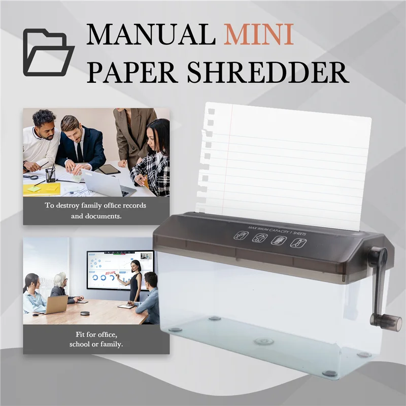 Paper Shredder Desktop Manual Mini Hand Cutting Tool A4 Machine Documents Crusher For Home