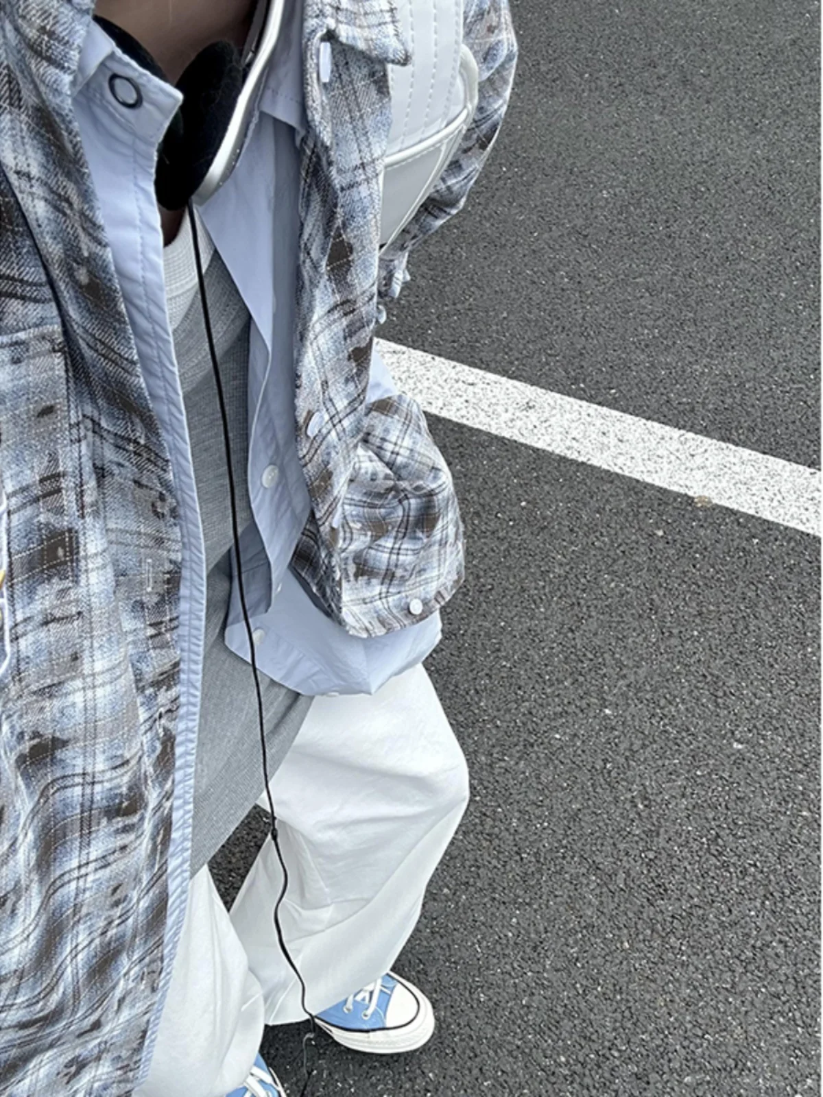 

American High Street Dyed Long Sve Men's irt Premium Plaid Outerwear New 2024 Trendy Street Sle Cheered irt