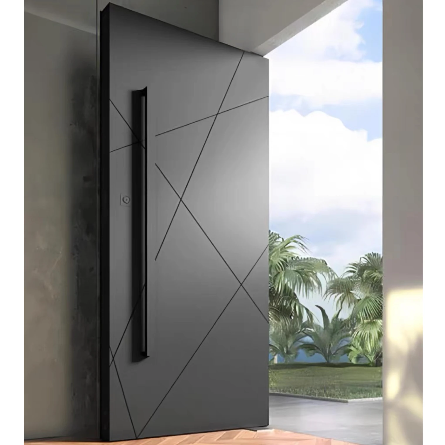 modern  exterior steel door aluminium modern entrance America Italy metal pivot door