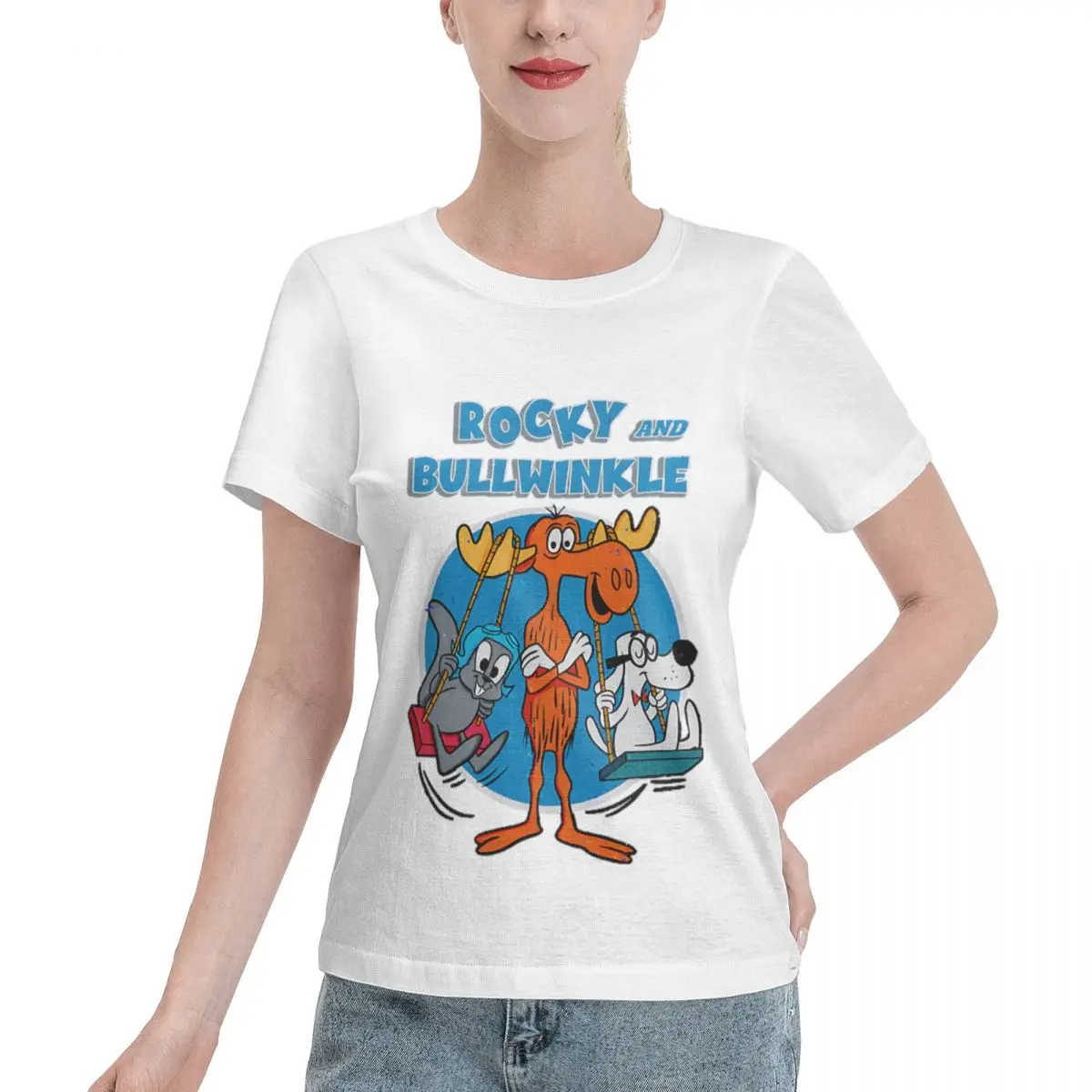 Spring Musthave Character Cute Retro Show Funny 90s Cartoon Animals Women's T-shirt Ootd Short Sleeve Casual Top