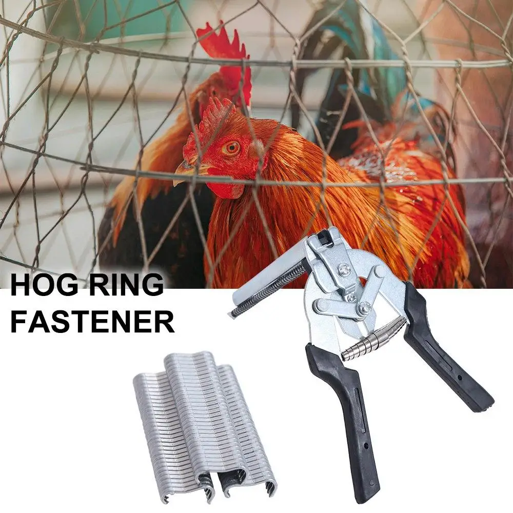 

Animal Cage Hog Ring Pliers Tool and 600pcs M Clips Staples Chicken Mesh Cage Wire Fencing Caged Clamp Tools Rabbit Cage Install