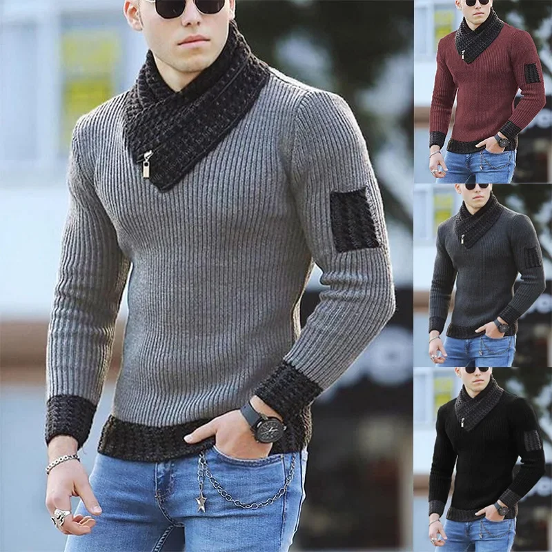 Korean Fashion Autumn Men Casual Vintage Style Sweater Wool Turtleneck Oversize 2024 Winter Men Warm Cotton Pullovers Sweaters