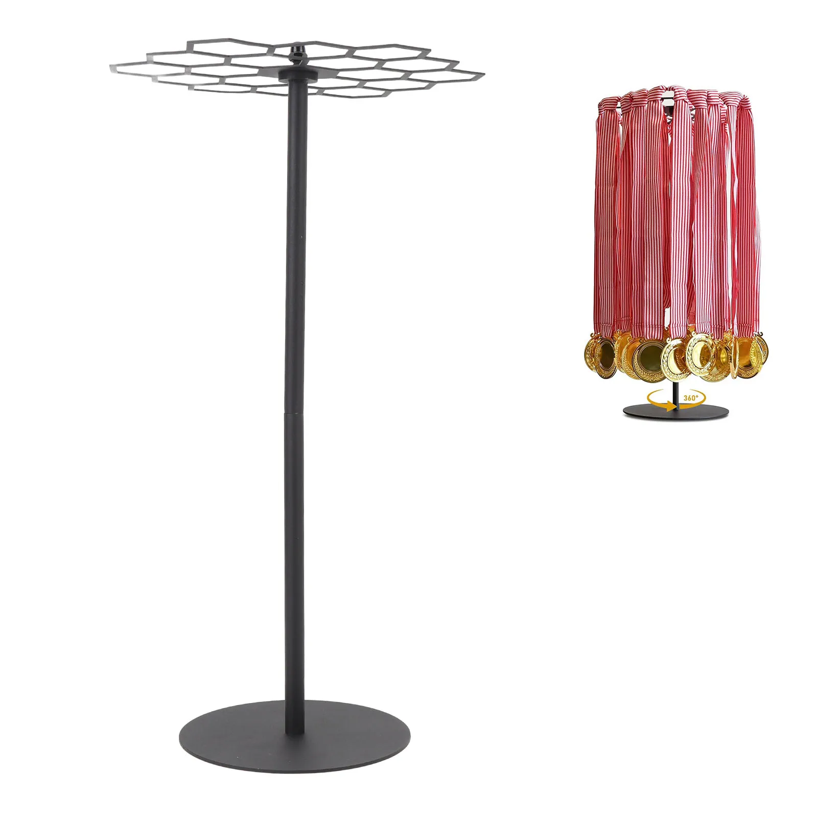 

Rotatable Medal Hanger Holder Carbon Steel Tabletop Medal Display Holder Rack for Holding over 45 Medals