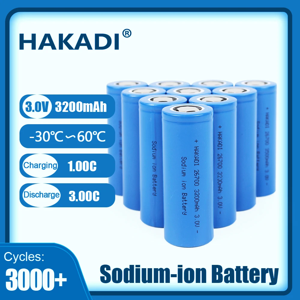 HAKADI 26700 3 В 3200 мАч натрия-ионные аккумуляторные батареи для низкотемпературного разряда, высокоскоростной безопасный элемент, 4-20 шт. для DIY