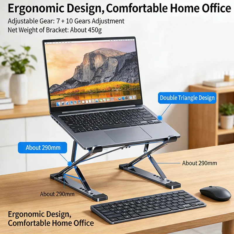Support pour ordinateur portable en alliage d'aluminium Double couche, pliable, réglage de la Dissipation thermique, Support de bureau pour ordinateur portable