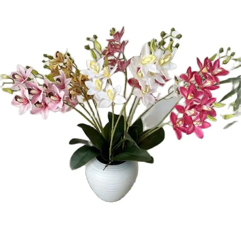 ورقة واحدة خضراء فو لمركزات الزفاف ، محاكاة Cymbidium ، ديف ويلان ، لمسة حقيقية ، طول 24 "، 2 ينبع لكل باقة