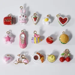 Creative New Alloy Food Animal Fruit Chocolate Rabbit Apple Drop Oil Pendant Jewelry Accessories Diy Women Men Necklace Gifts