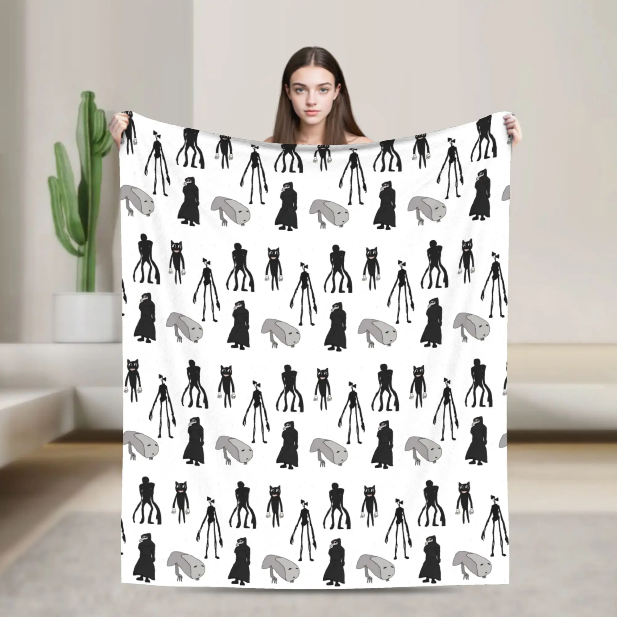 Siren Head Cartoon Horror Blankets  Fleece Awesome Breathable Throw Blanket for Bed Sofa Spring/Autumn