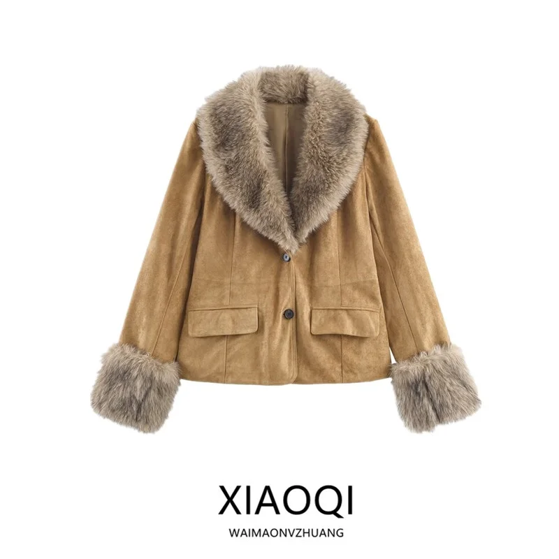 شتاء جديد وصول المرأة Faion المخملية بدلة جلدية Jaet تنوعا تصميم طويل Sve زر إغلاق Ele ملابس خارجية