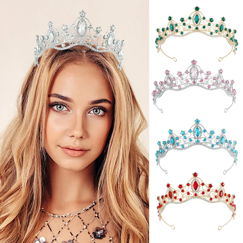 Bridal Hair Accessories Wedding Dress Headgear Alloy Adult Ceremony Full Diamond Crown Light Luxury Color Rhinestone Crown