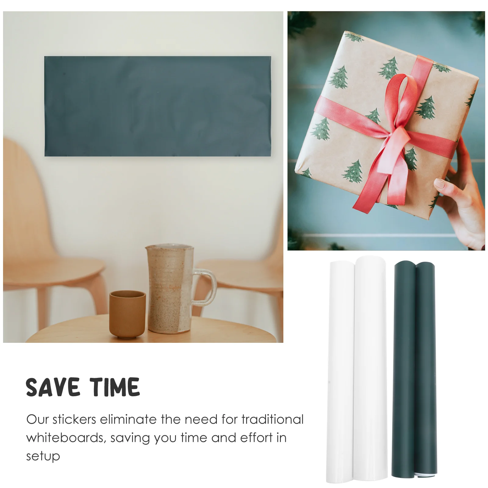 

2 Pcs 45x100cm PVC Self Adhesive Blackboard Stickers Whiteboard Wall Kids Drawing Erasable Reusable Home Classroom Dry Erase