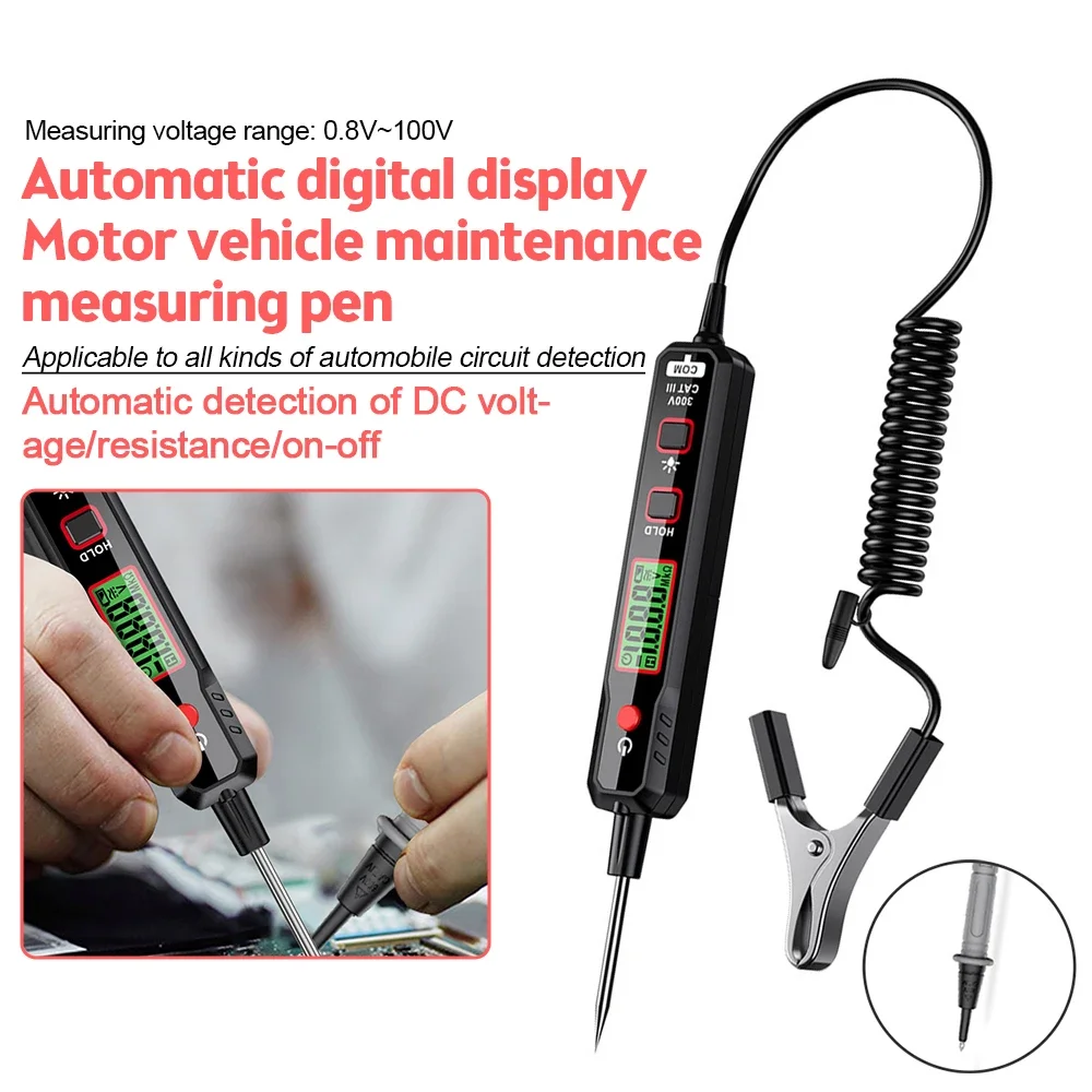 HT86A 100V Detector de Voltaje para Coche Tipo Lápiz Sin Contacto Ajustable con Retroiluminación para Prueba de Circuito y Mantenimiento de Fallas Automotrices