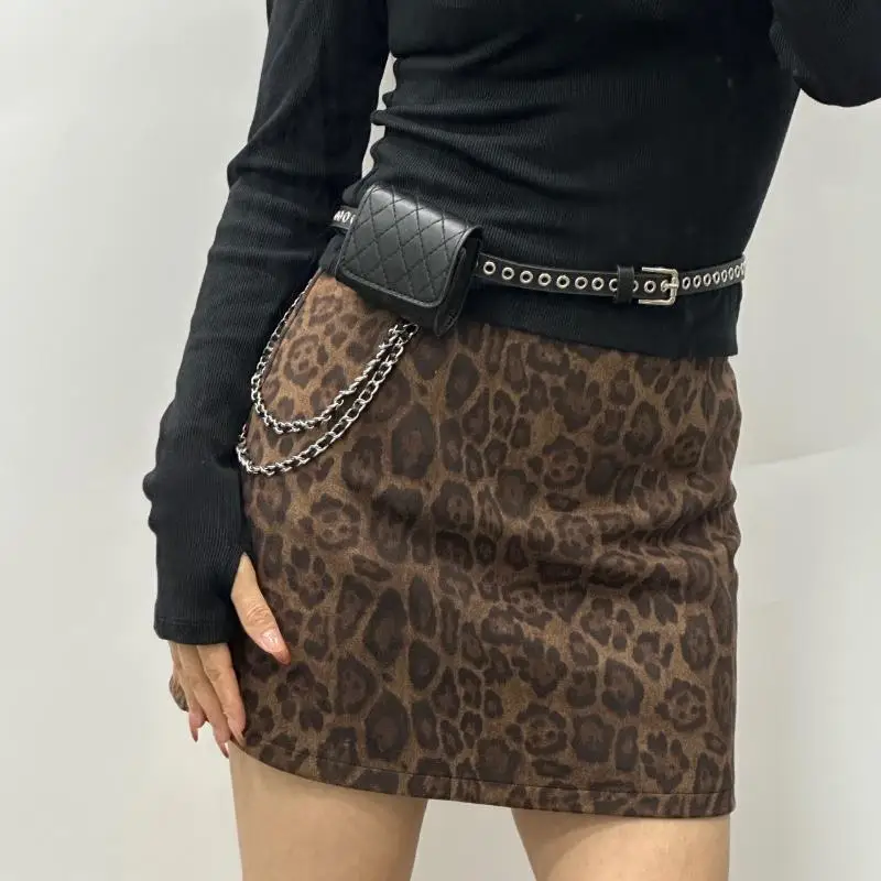 Mini lederen ketting heuptas voor Eans riem Decoratieve hangende tas voor dames Afneembare speelheupriem