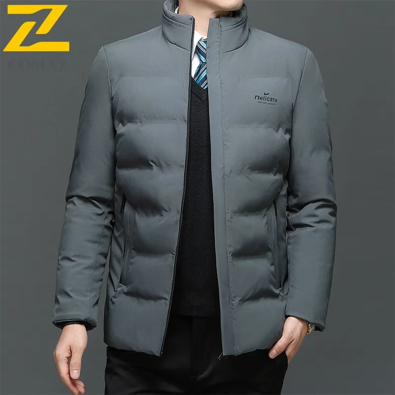 

COMXZ 2025 Winter Short Stand Collar Cotton Jacket Men Thick Middle Aged Father Business Casual Warm Cold Proof Coat