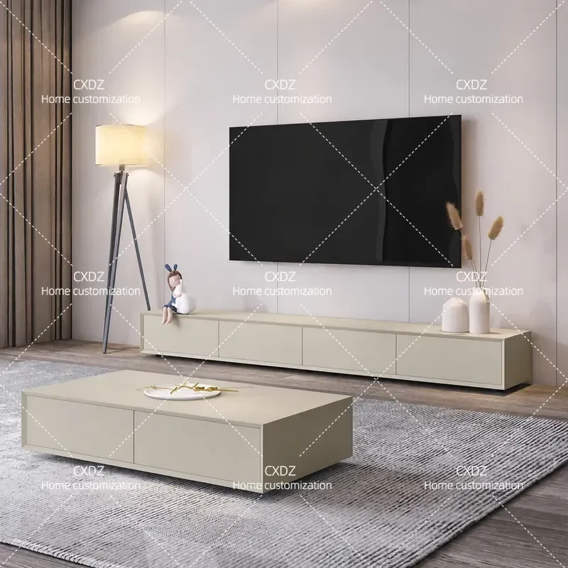 Italian Minimalist Solid Wood TV Cabinet Modern Nordic Style Living Room Storage Unit Small Apartment Wall Mounted Media