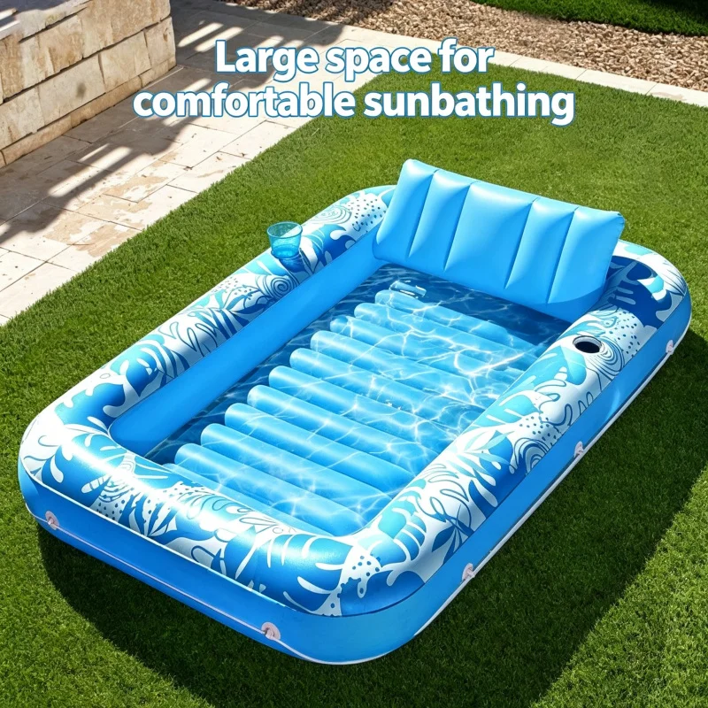 

Blue Sun Inflatable Pool Adult Tanning Lounge Chair Float Large Relaxing Water Bed Outdoor Swim Pool for Backyard Patio Beach Su