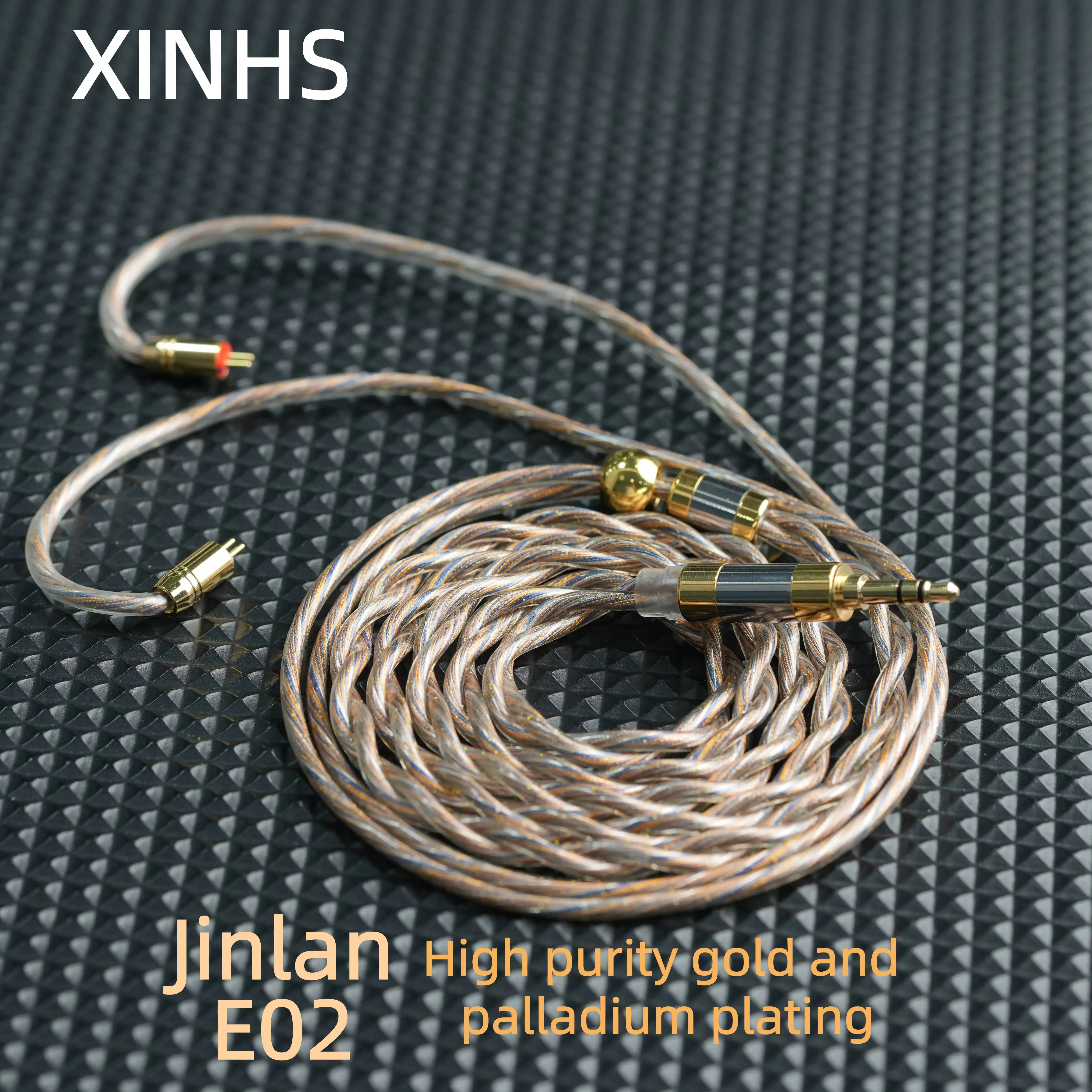 XINHS Jinlan E02 2 Core Coaxial Shielded IEM Upgrade Cable, Single Crystal Copper Silver-Palladium Gold Plated Earphone Wire