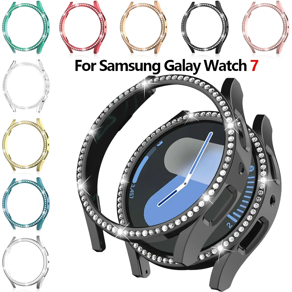 Case for Samsung Galaxy Watch 7 40mm 44mm Bling Cover Diamond Bumper with Hollow PC Protective Case