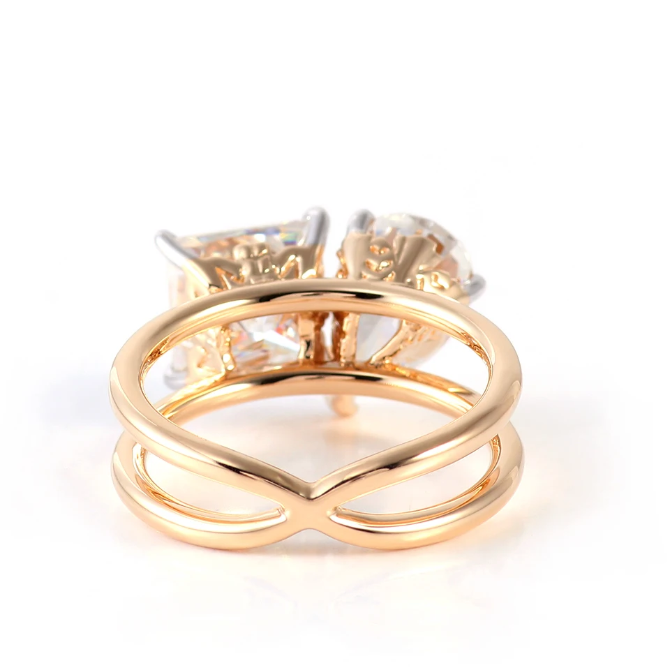 Provence 10K/14K/18K Moissanite Anniversary Rings for Women Princess Cut 3.5 CT D Color Women's Statement Rings GRA Certificate