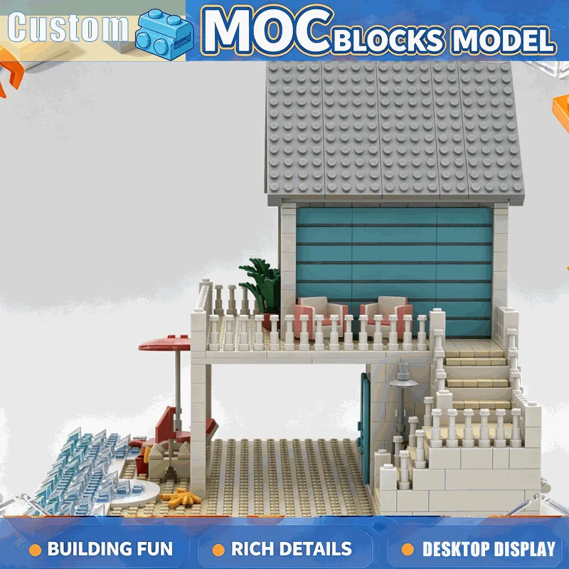 NEW 1310Parts MOC Beach House Building Blocks Seaside Villa Model DIY Creative Assembly Educational Toy Popular Display Gifts