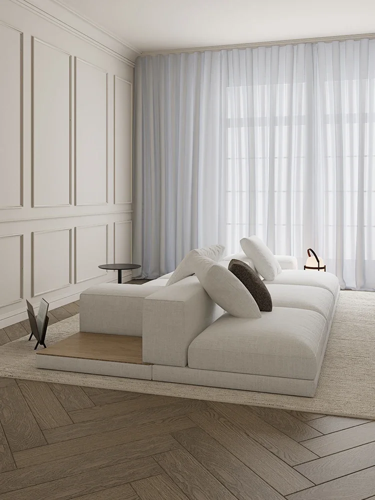 

Tofu block fabric sofa, large flat double-sided solid wood sofa, Italian modular fabric sofa