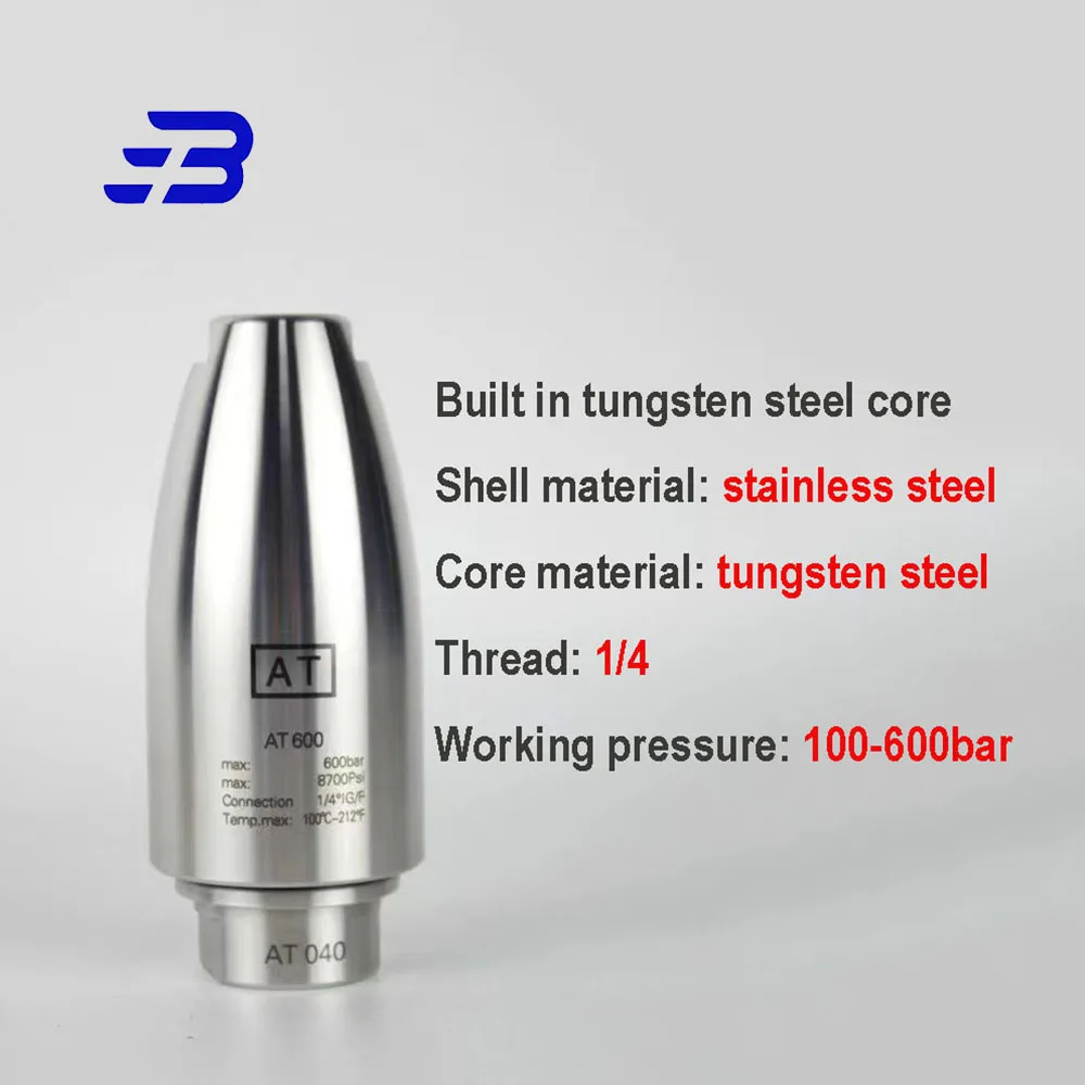 High-pressure full stainless steel Rotating Nozzle 500/600 bar Turbo Tungsten carbide 1/4 BSP F connection