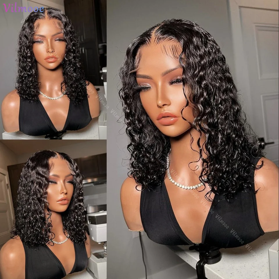 

HD Curly Bob 13x4 SilkTop Lace Frontal Wig Brazilian Deep Wave Short Bob 5x5 Silk Bace Lace Closure Human Hair Wigs Preplucked