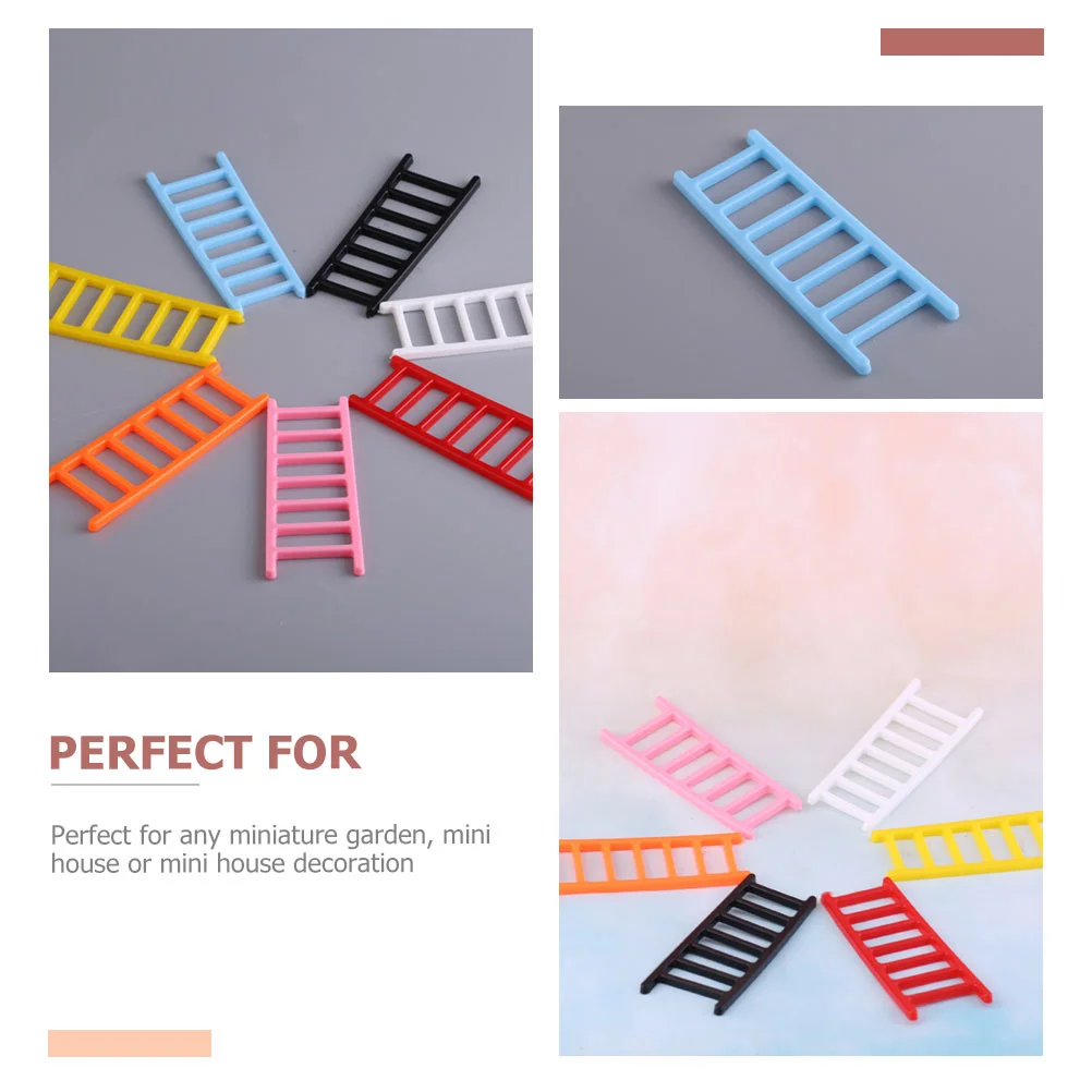 50 Pcs Miniature Ladders Plastic House Decor Craft Accessory Mini Garden Landscape Model Elegant Kid Gifts