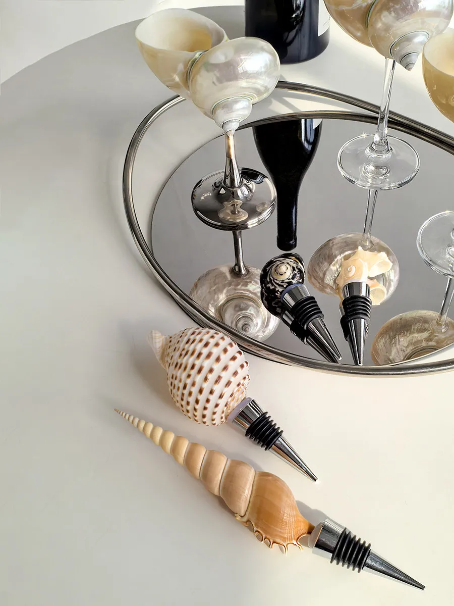 Natural Shell Conch Wine Stopper Reusable Airtight Seal Bottle Plug Creative Decorative Champagne Red Wine Preserver Dustproof H