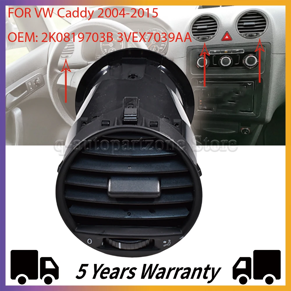 

Car Dash Dashboard Air Vent Grill Cover Trim Black 2K0819703B 3VEX7039AA For VW Caddy 2004-2015