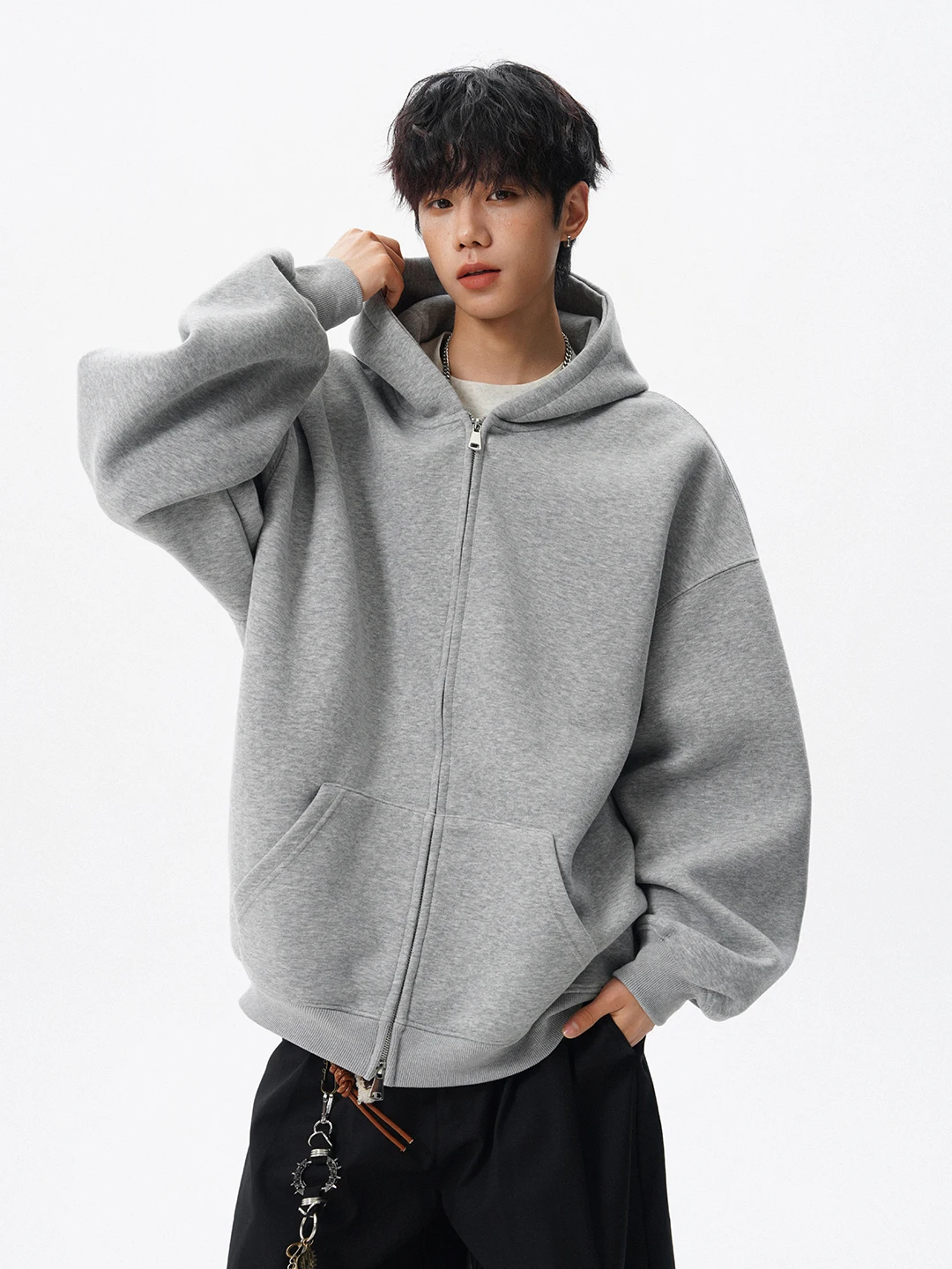 

Мужской плотный кардиган с капюшоном, свободного кроя, в американском повседневном стиле, верхняя одежда, модный бренд, вязаный из полиэстера и хлопка