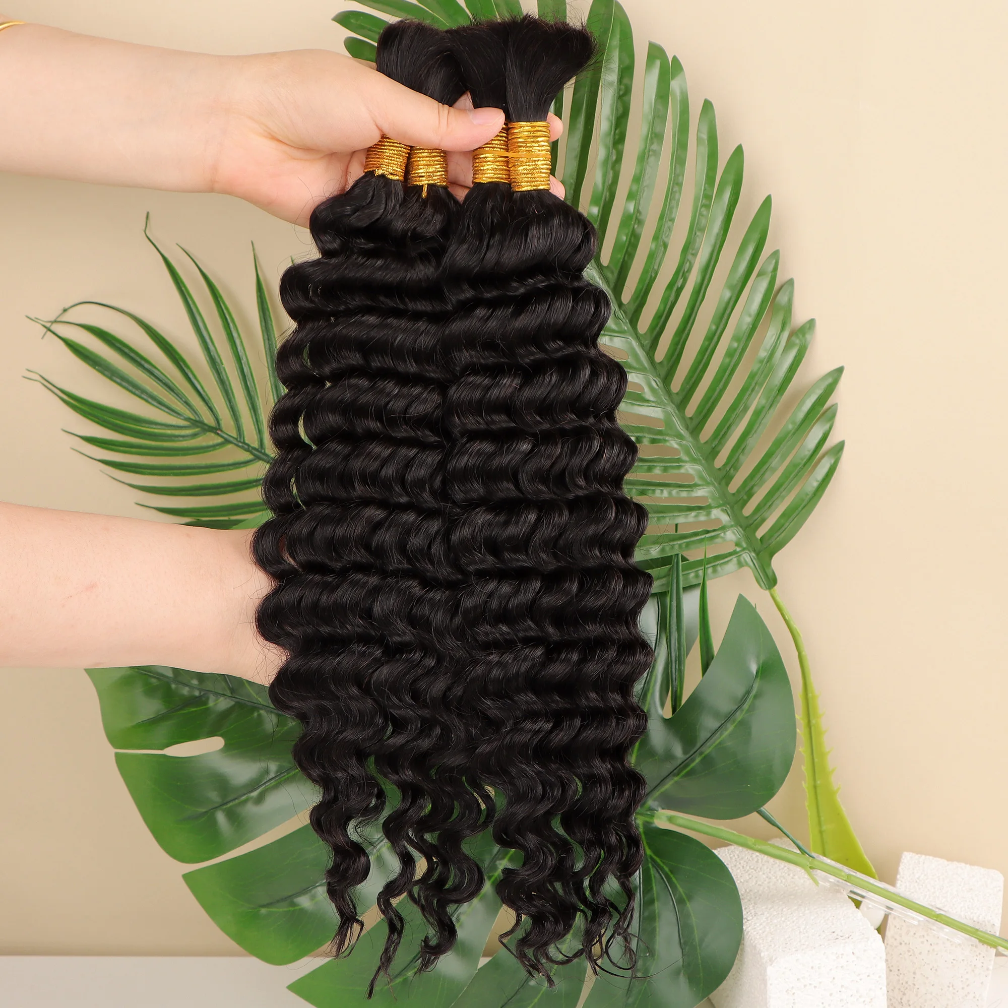 AHVAST deep wave100g extension boho braiding hair bundles boho braids hair natural black for braiding virgin hair extension