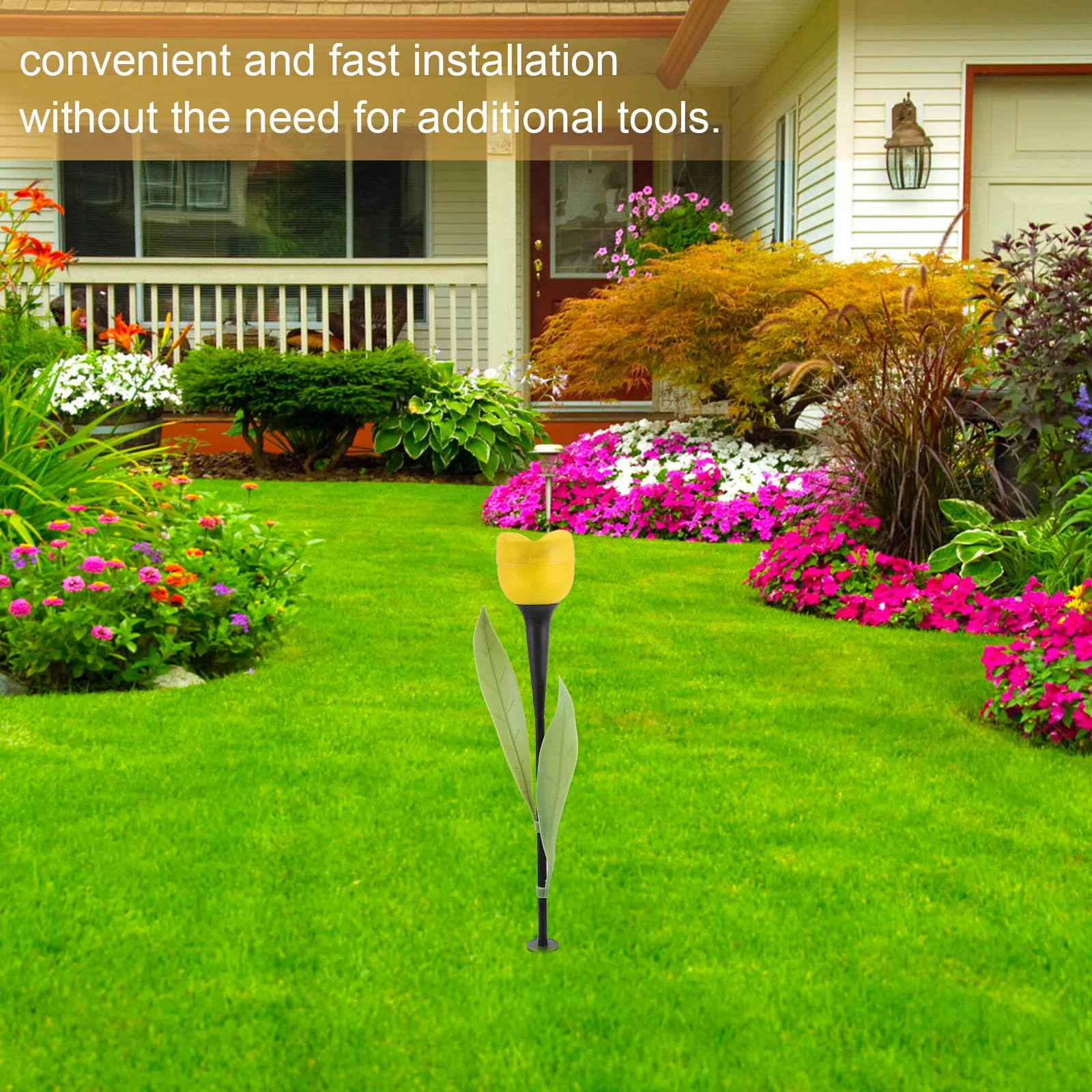 

2Pcs Solar Tulip Lanterns Outdoor Garden Yard Lamp Waterproof Auto on Night Lighting Romantic Decorative Lamps