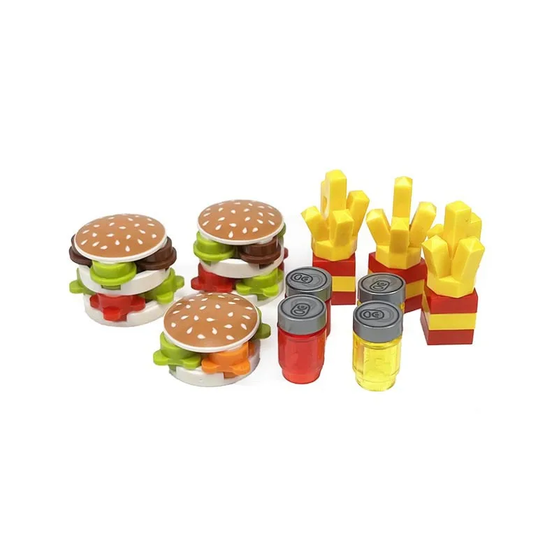 Food Market Display Rack City MOC Building Blocks Bread Chips Roast Chicken Seafood Fruit Basket Bricks Toy Compatible With LEGO