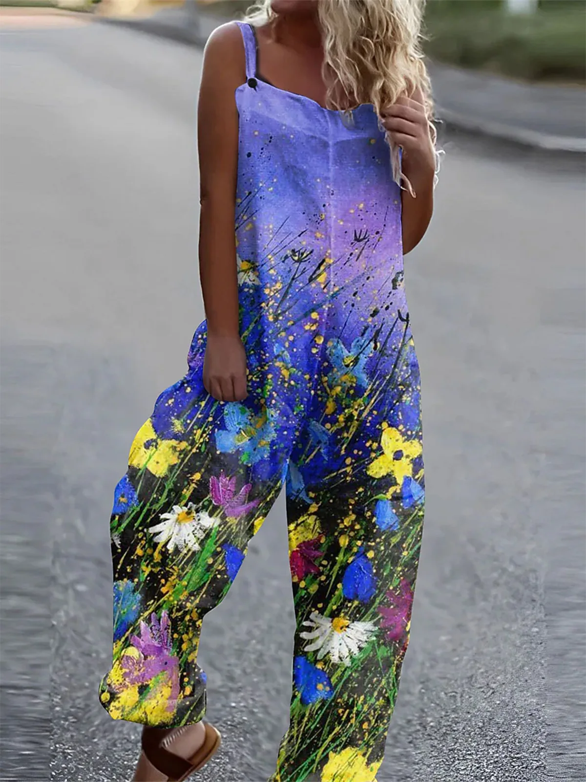 Vestido largo de algodón con tirantes para mujer, pantalones de marca de moda, estampado de moda urbana, cintura media, cáñamo blanco de algodón,