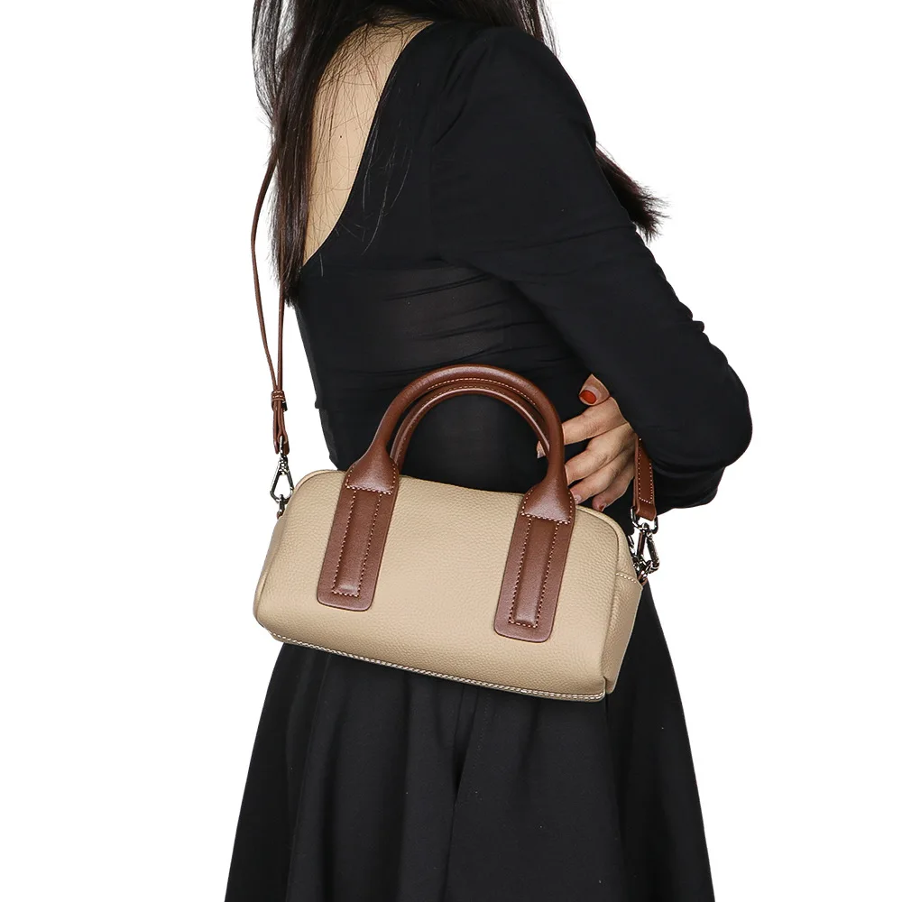 2024 New retro Genuine leather Women's Tote all-in-one fashion top layer cowhide shoulder crossbody bag