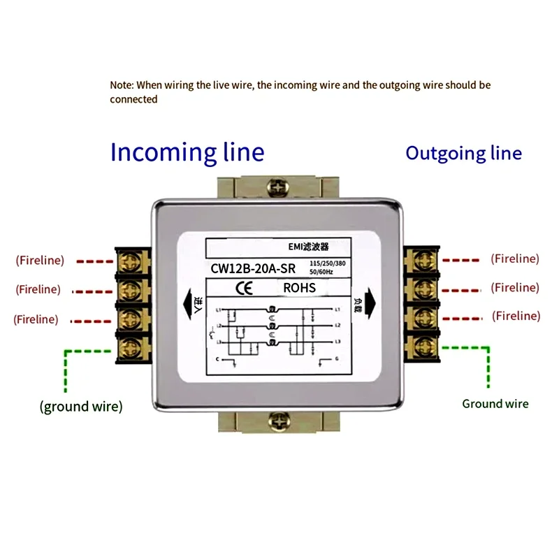 Three-phase three-wire power filter  CW12B-3A/6A/10/20/30A/40A/60A-SR 380V