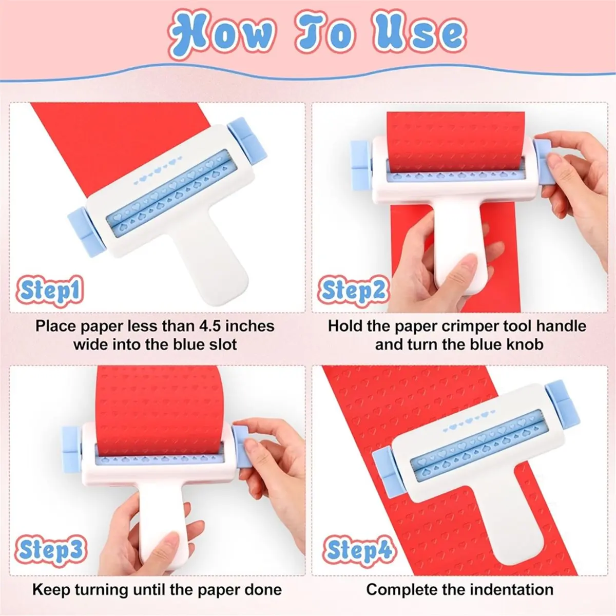 【2026 TOP Global】▼△◑Hearts Pattern Paper Crimper for Crafting, Love Hearts Embossing Making Tool for DIY Arts Card and Scrapbook