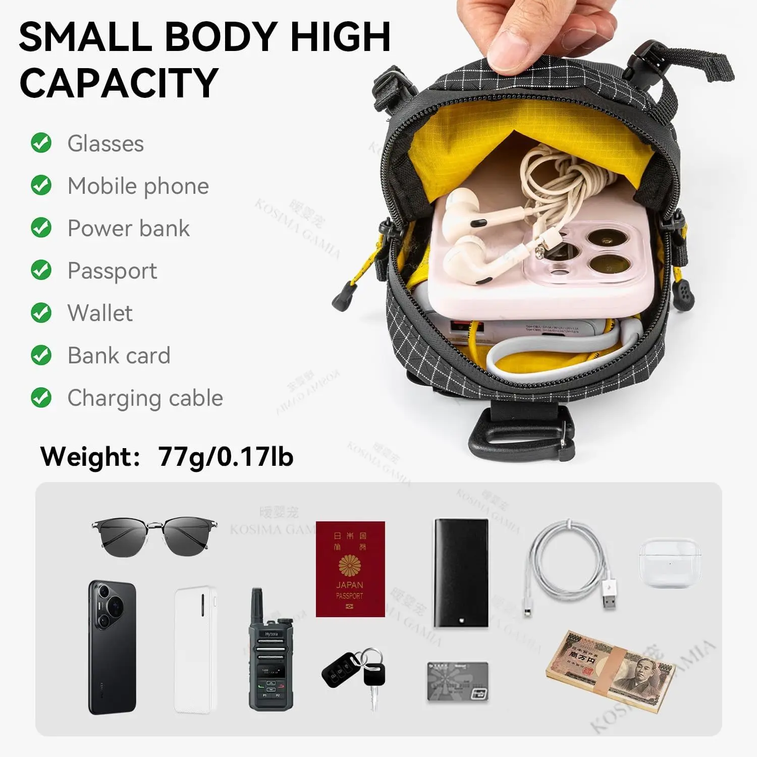 Rucksack-Schultergurt-Tasche - Wasserdichte Gurttasche Handytasche Rucksack-Gurttasche für Sport Wandern Camping – Detail 5
