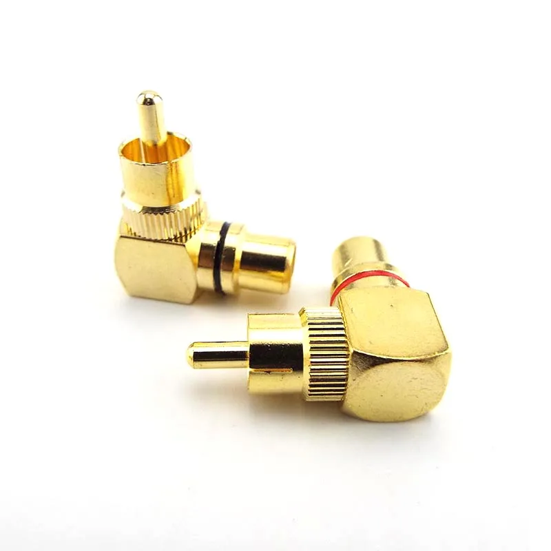 2pcs RCA Right Angle Male To Female Connector 90 Degree Plug Adapters L type F tO M Audio Connectors Brass Gold Plated E1