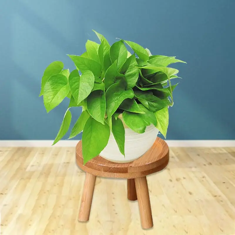 Houten Standaard Voor Kamerplant Ronde Hoge Kruk, Modern Voor Woonkamer Decoratieve Houten Plantenhouder Voor Sofa Woonkamer