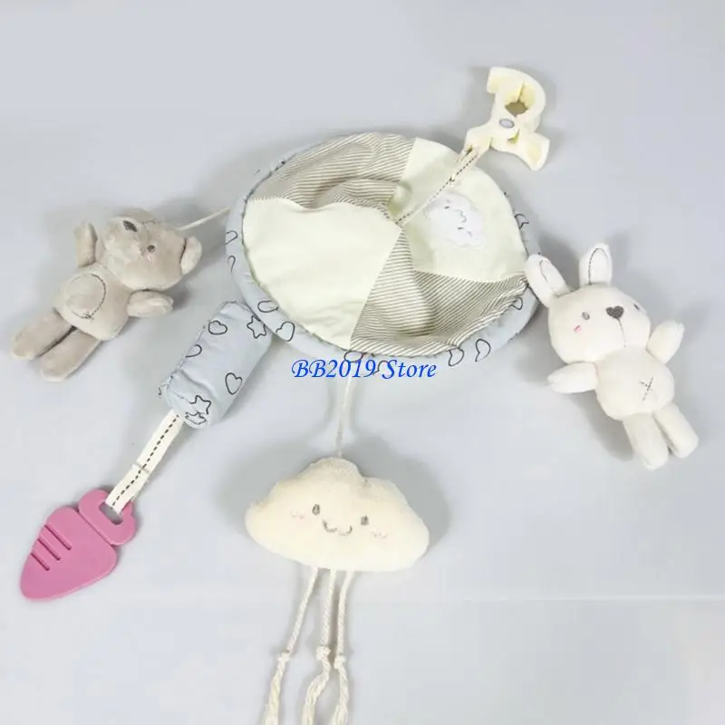 شماعة عربات الأطفال قابلة للتعديل Q0KB مع 3 حلقات تسنين ناعمة للعبة ورياح للنمو الحسي للأطفال الرضع بعمر 0+ أشهر #4