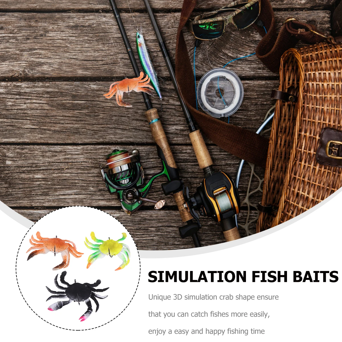 

3 Pcs Simulated Crab Fake Bait Fishing Simulation Baits Striped Bass Artificial Lure