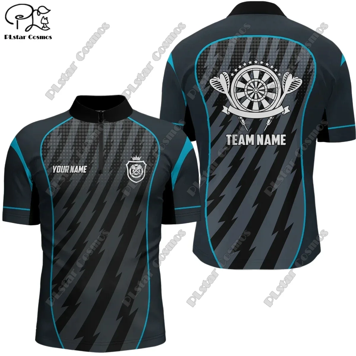 New personalized 3D printing dart throwing pattern zipper POLO shirt T-shirt unisex gift casual team throwing sports series F-11