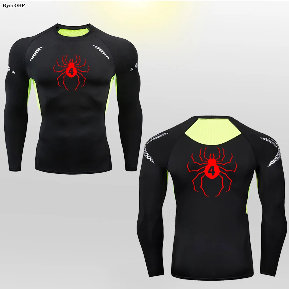 Spider męski strój kąpielowy t-shirt do pływania ochrona plaży stroje kąpielowe straż z długim rękawem surfingu strój do nurkowania t-shirty do