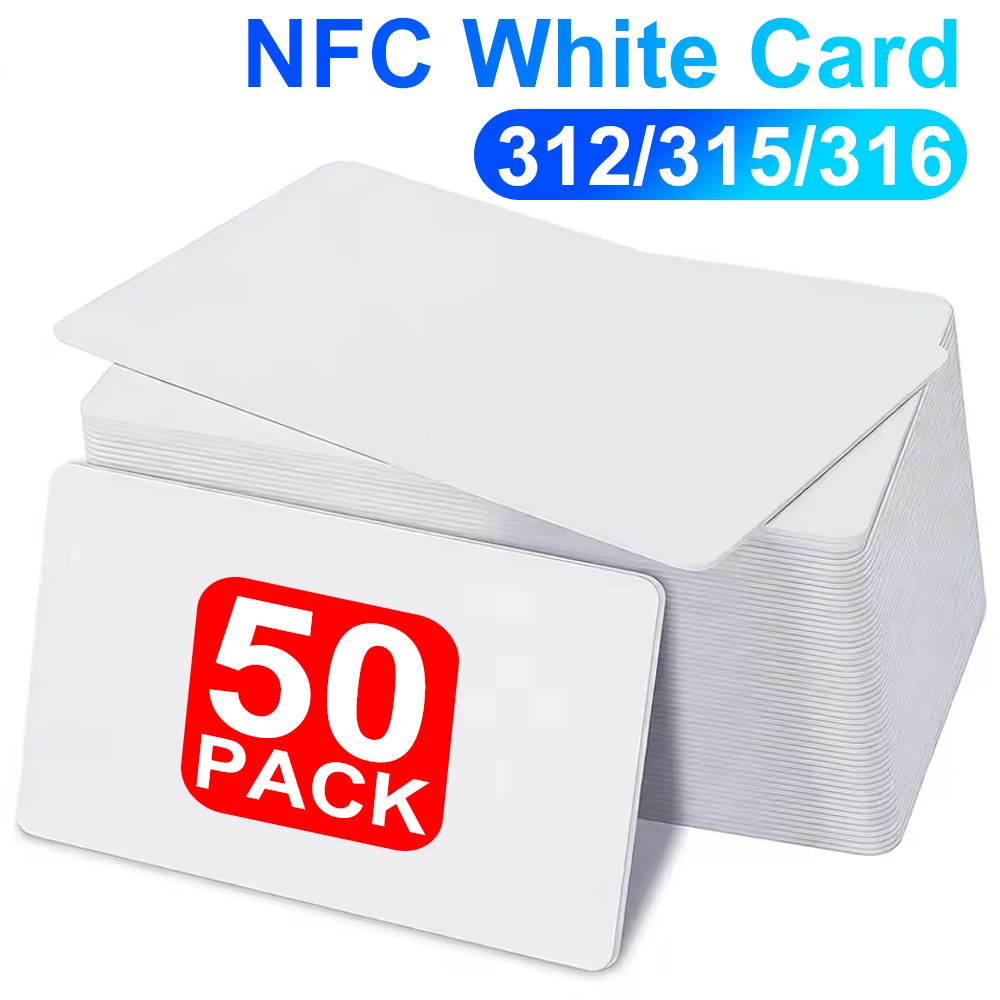 2/50pcs NFC Ntag216 Ntag215 Ntag213 White Card TAG ISO14443A RFID Blank PVC Keycard Ntag 213 Chip for All NFC Enabled Phones