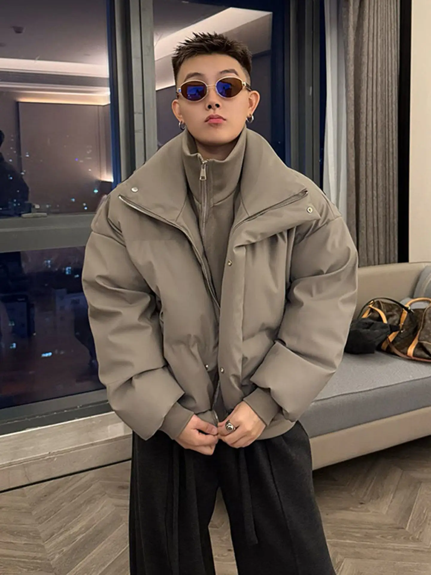 

American Sle Men's ort down Jaet Cool Haome Bread Coat Loose Fit Warmth And Sle Durable Material for Winter