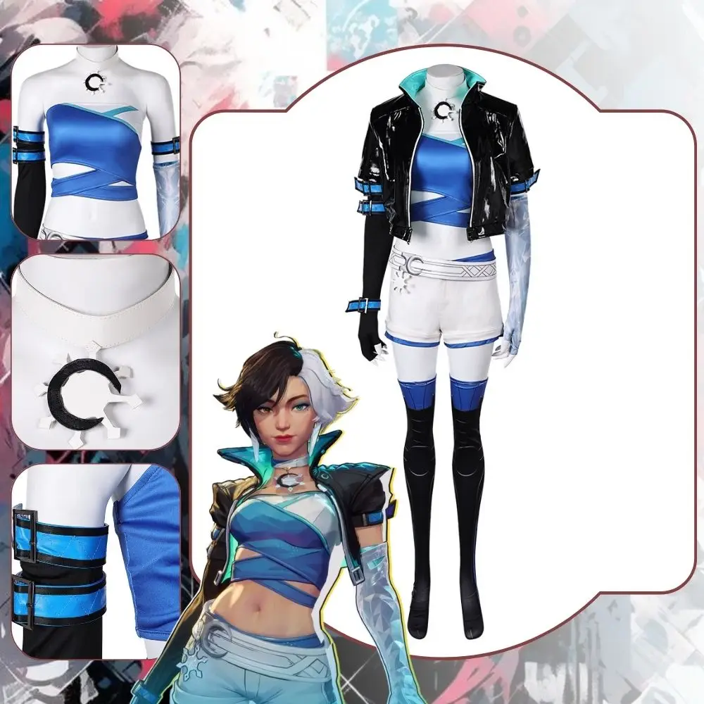 Disfraz de fantasía de Luna Snow para mujer, chaqueta, pantalones cortos, guantes, trajes de juego de rol, ropa de Carnaval de Halloween