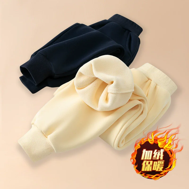 

4-12 Years Kids Padded Pants Autumn Winter Boys Plus Velvet Warm Trousers Teen Thick Long Pants Children Outdoor Wear